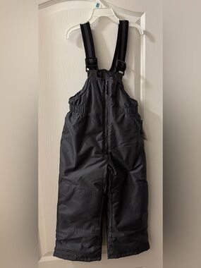 Kids Black Insulated Bib Snow Pants with Adjustable Straps